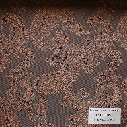 P01.005 Luxury Jacquard Lining - Xám Hoa Văn Nâu